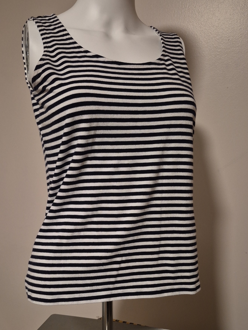Talbots Navy and White Striped Scoop Neck Tank